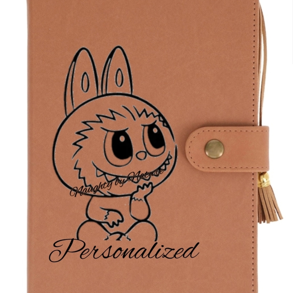 Personalized Labubu Faux Tan Leather  Journal
